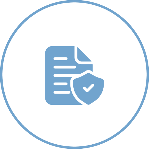 Document with shield and checkmark icon.