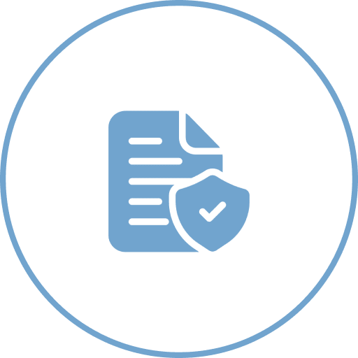 Document with shield and checkmark icon.